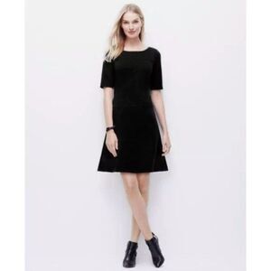 Ann Taylor Petite Ponte Drop Waist Dress, size 0 Petite, Black